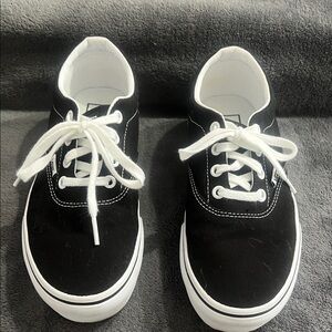 Vans Black and White Low-Top Canvas Sneakers